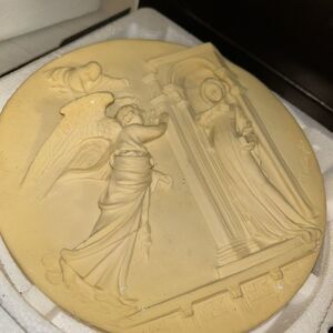 Studio Dante Volteradici Alabaster Plate The Annunciation 1985 Italy Box